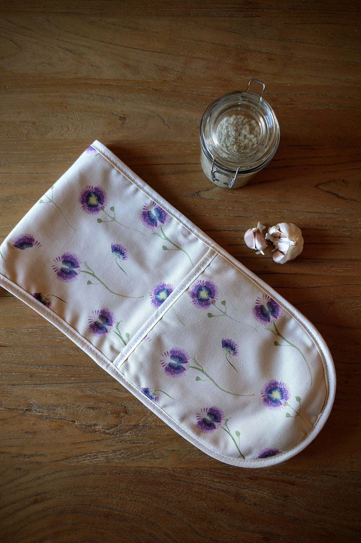 Organic Double Oven Glove - Wild Meadow Lilac Drift