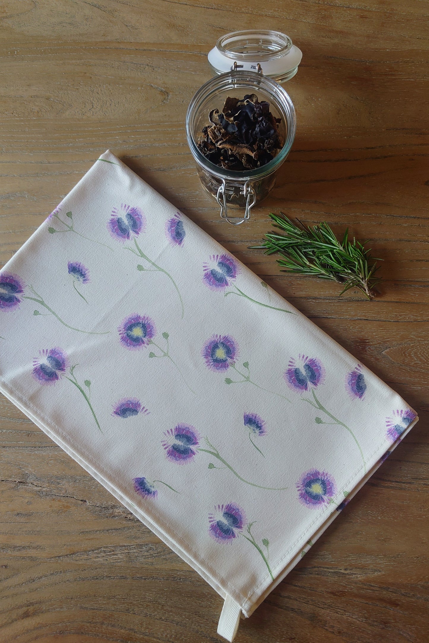 Organic Tea Towel - Wild Meadow Lilac Drift