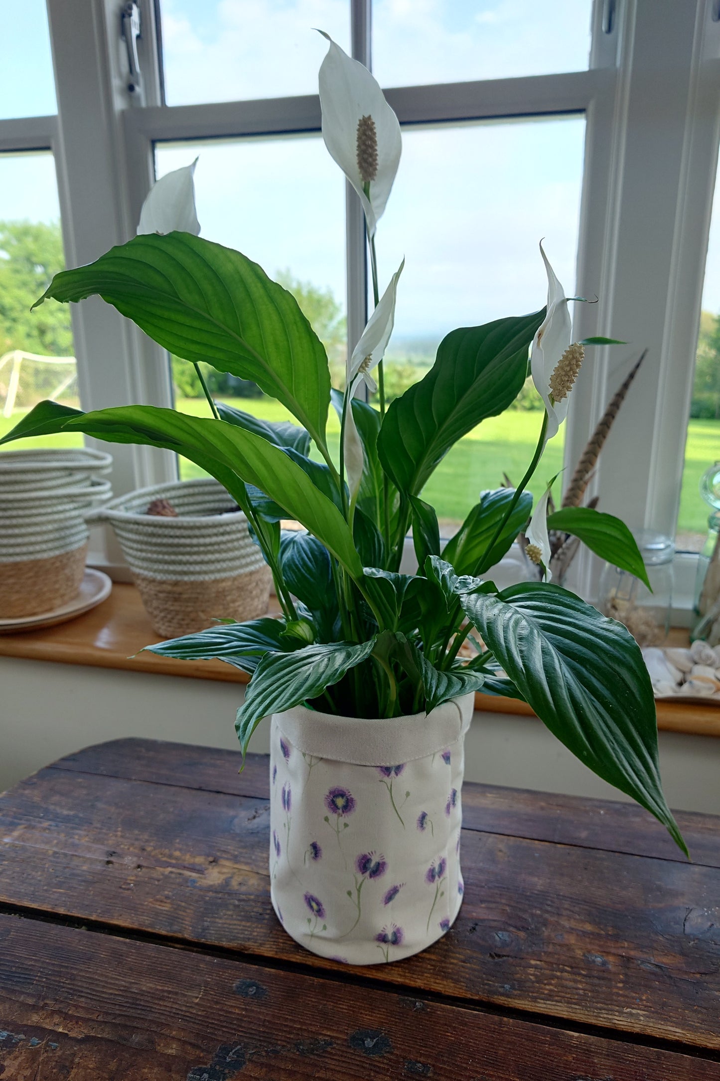 Organic Pot Bag and Storage Tidy - Wild Meadow Lilac Drift