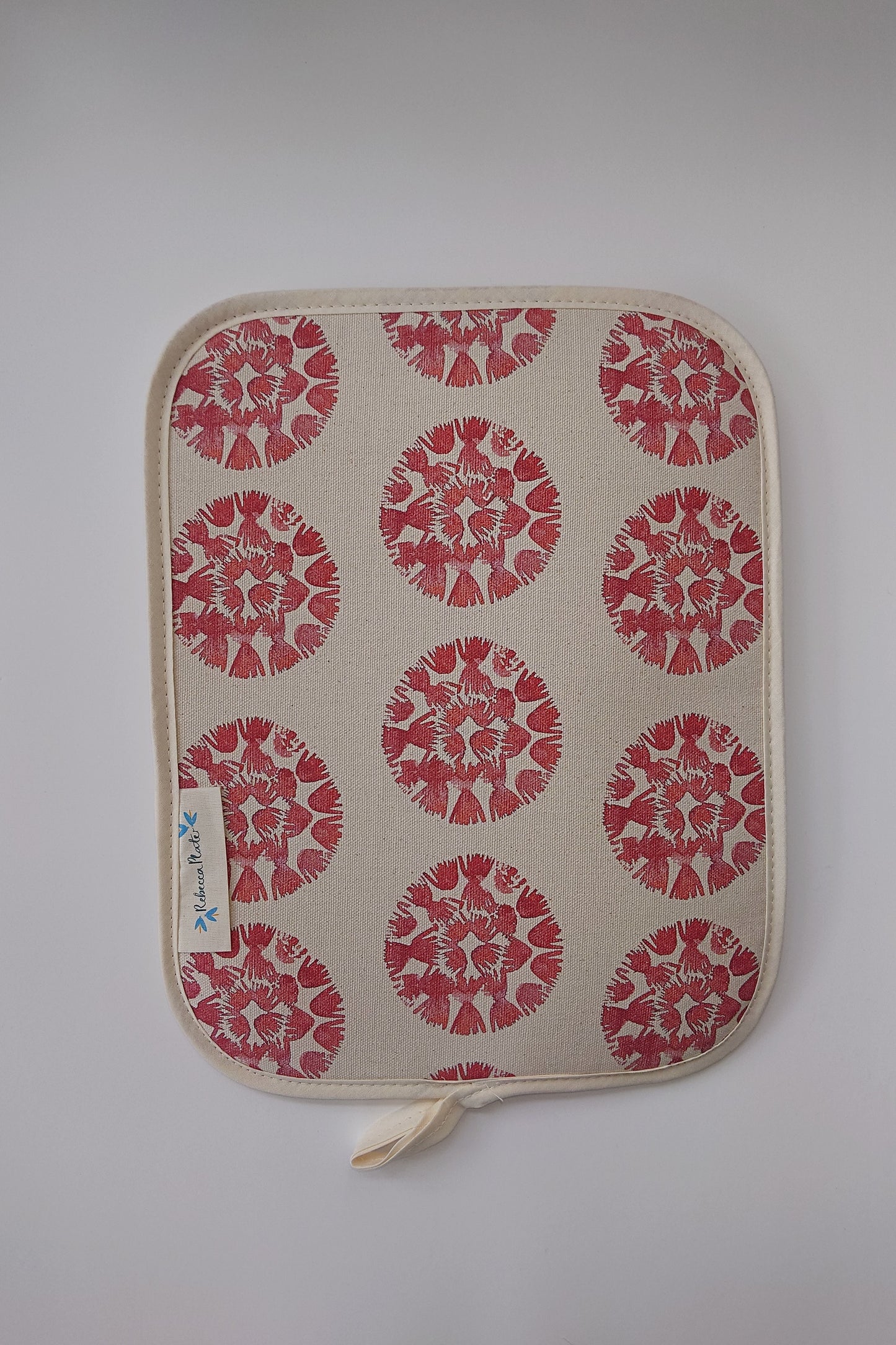 Organic Rayburn Hob Cover and Table Protector - Machair Clock Red