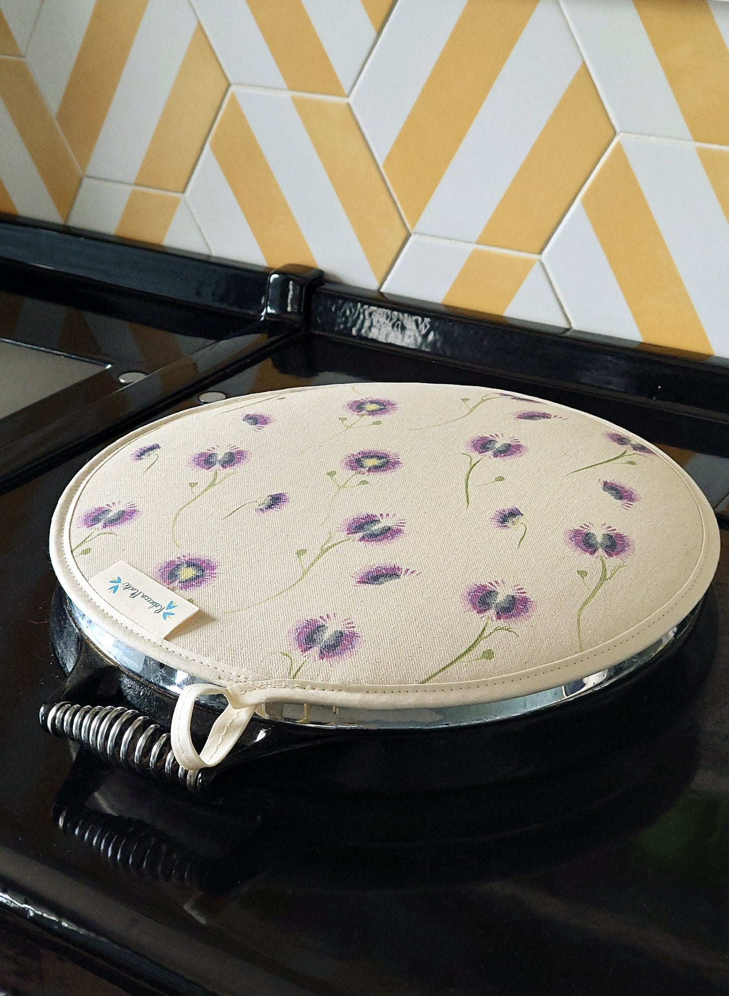 Organic Aga Hob Cover and Table Protector Wild Meadow Lilac Drift