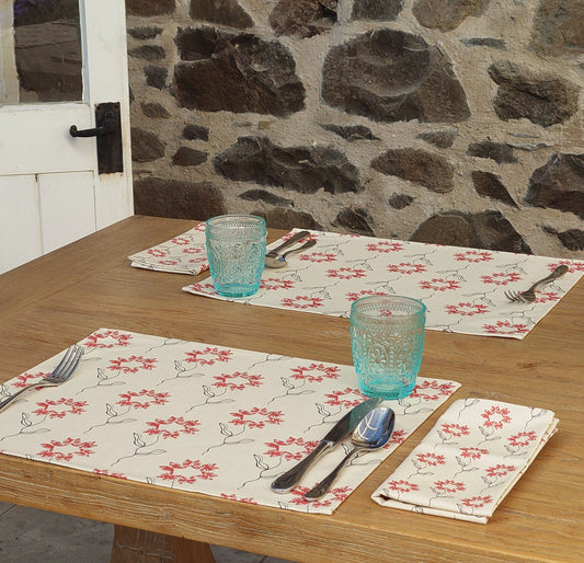 Organic Placemat - Machair Flower Red