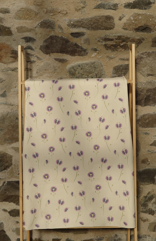 Organic Fabric by the metre - Wild Meadow Lilac Drift