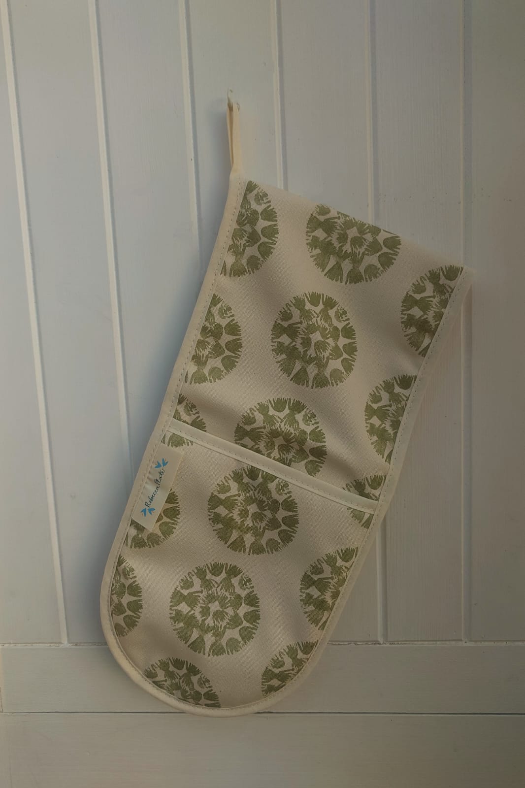 Organic Double Oven Glove - Machair Clock Moss Green