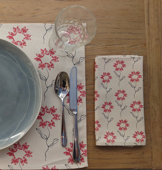 Organic Napkin - Machair Flower Red