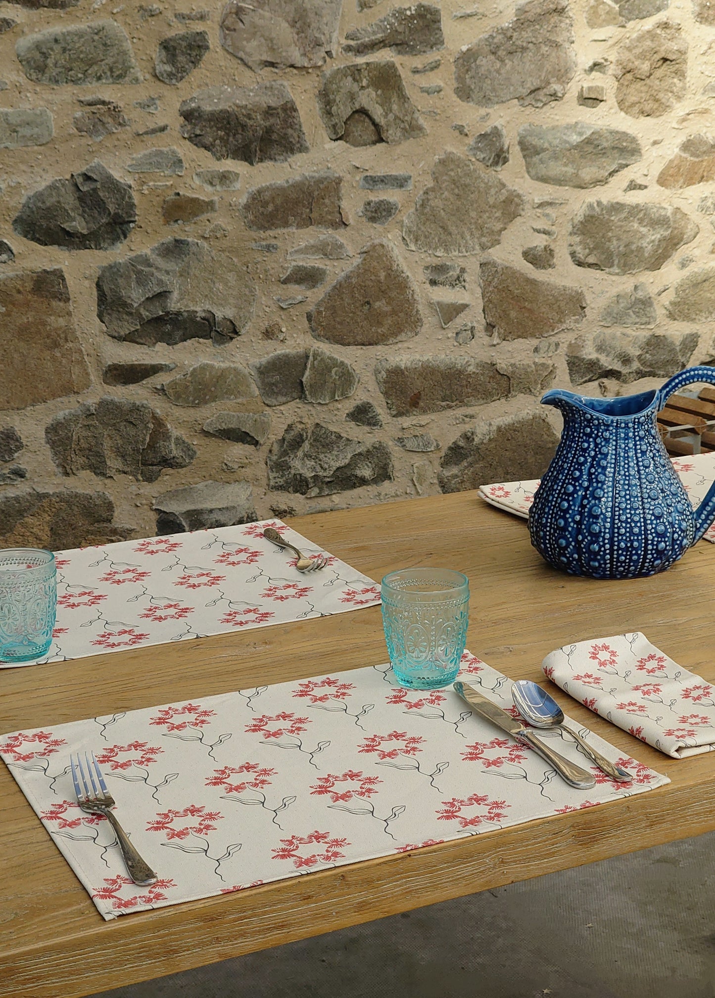 Organic Placemat - Machair Flower Red